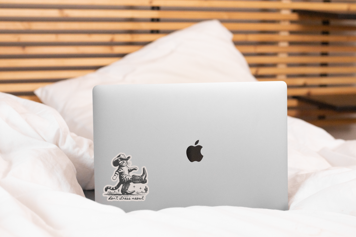 Don't Stress Meowt Sticker - cat, kitty, cowboy, hat, kitten