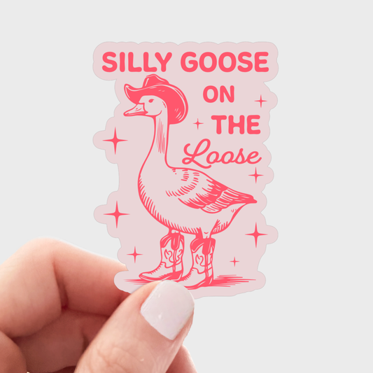 Silly Goose on the Loose Sticker - cute, funny, cowboy, bird