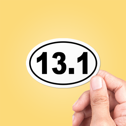 13.1 Half Marathon Oval Sticker Vinyl Decal: 3"